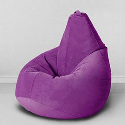 Кресло-мешок Груша, мебельный велюр, фиолетовый