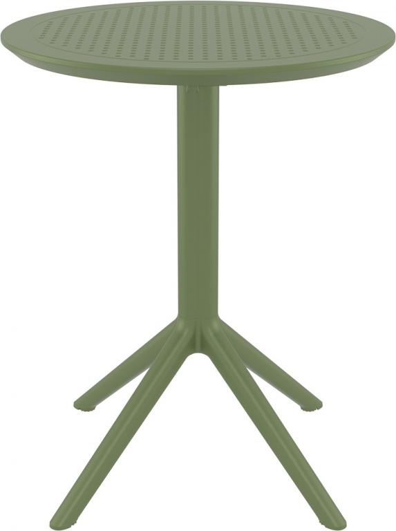 Стол пластиковый складной Sky Folding Table Ø60 круглый, оливковый