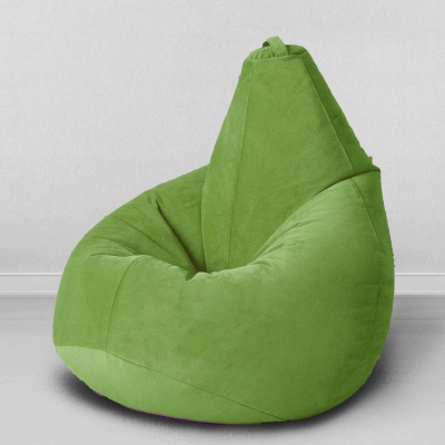 Кресло-мешок Груша, мебельный велюр, матово-зеленый