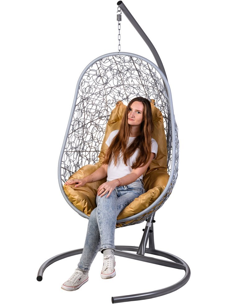Кресло подвесное "Easy Gray", бежевая подушка