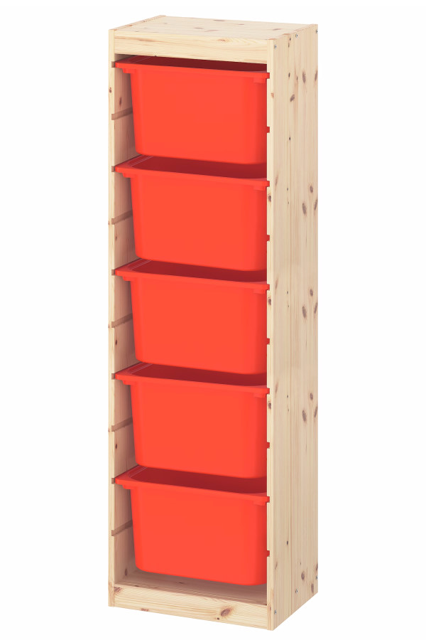Стеллаж вертикальный 440х300х1420 ТРУФАСТ сосна,контейнеры:оранжевый (5Б) Profi&Hobby