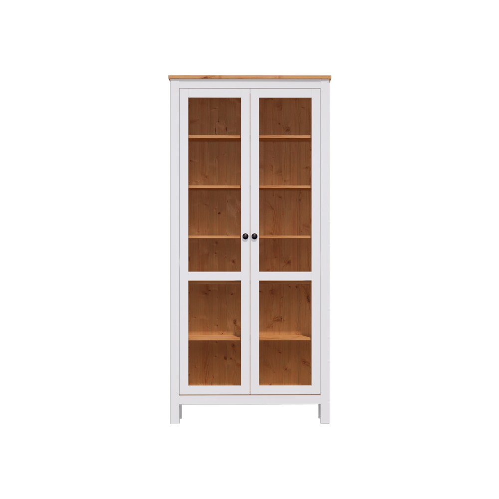 Шкаф-витрина ХЕМНЭС (Россия) с дверями ст/ст 90*198*37 белый/светло-коричневый (2уп.)
