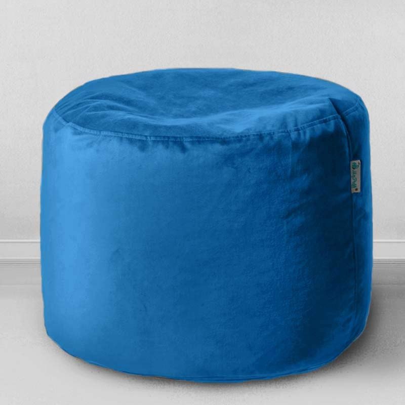 Пуфик мешок Цилиндр Сине-голубой, мебельная ткань