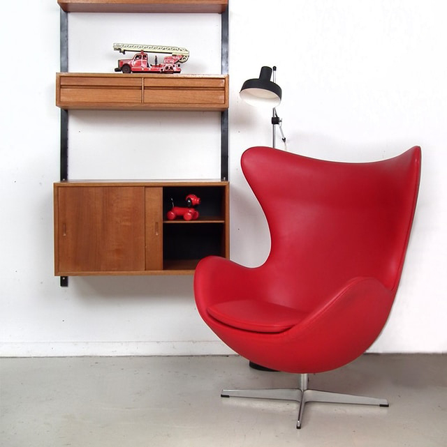 Кресло дизайнерское, Egg chair (Arne Jacobsen Style) A219, красный