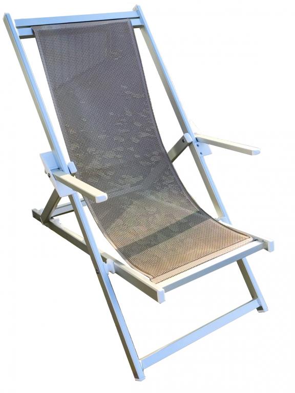 Кресло-шезлонг текстиленовое складное, Sdraio, 1090х590х1050 мм,  серебристый, серо-коричневый