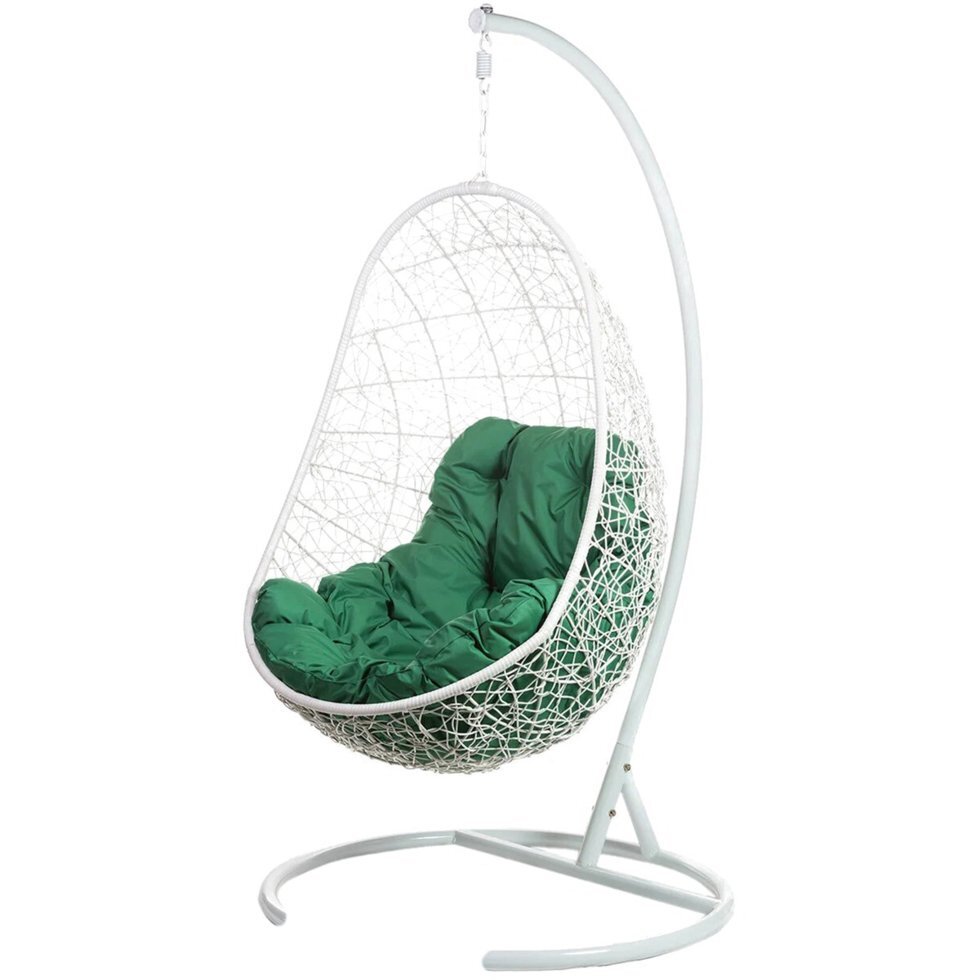 Кресло подвесное "Easy White", зеленая подушка